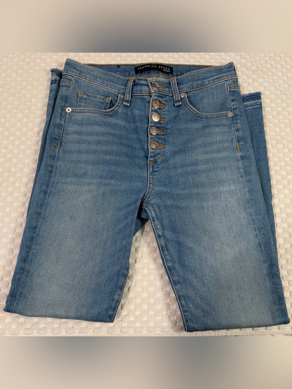 Veronica Beard High-Rise Button-Fly Jeans - Light Blue Wash